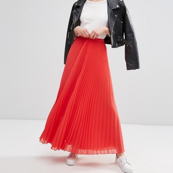 NWT coral ASOS pleated skirt - Picture 1 of 4